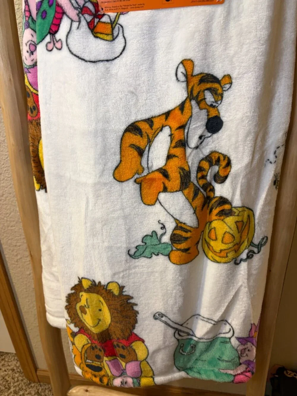 Disney Winnie the Pooh Halloween Plush Throw Blanket 50x70 NWT